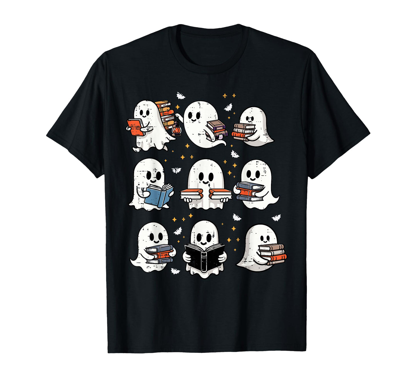 Ghosts With Books Library Halloween Men Women Kids Teacher T-Shirt