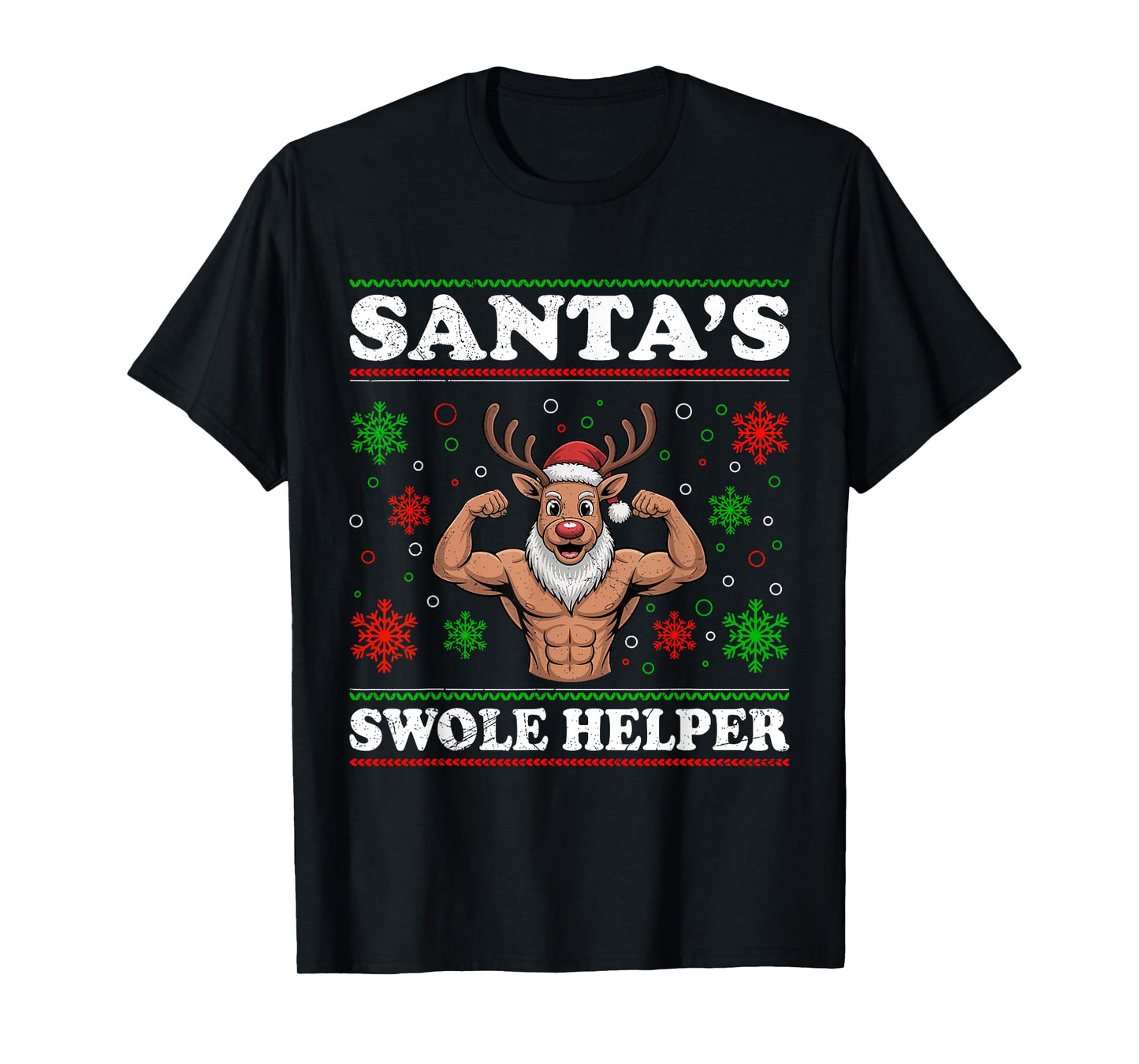 Christmas Santa's Swole Helper Funny Muscle Training T-Shirt