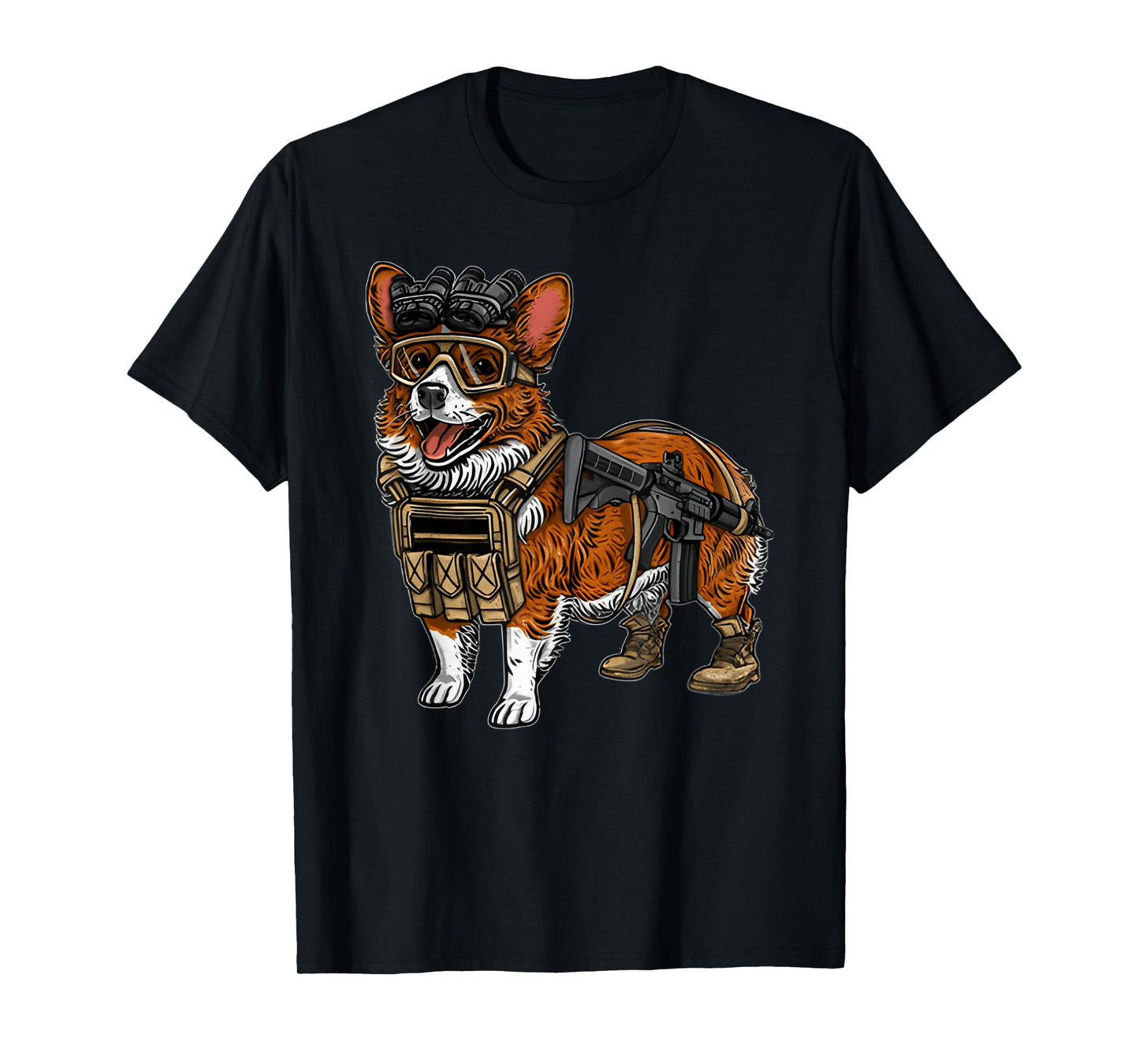 Funny Tactical Corgi Dog T-Shirt for Men Women