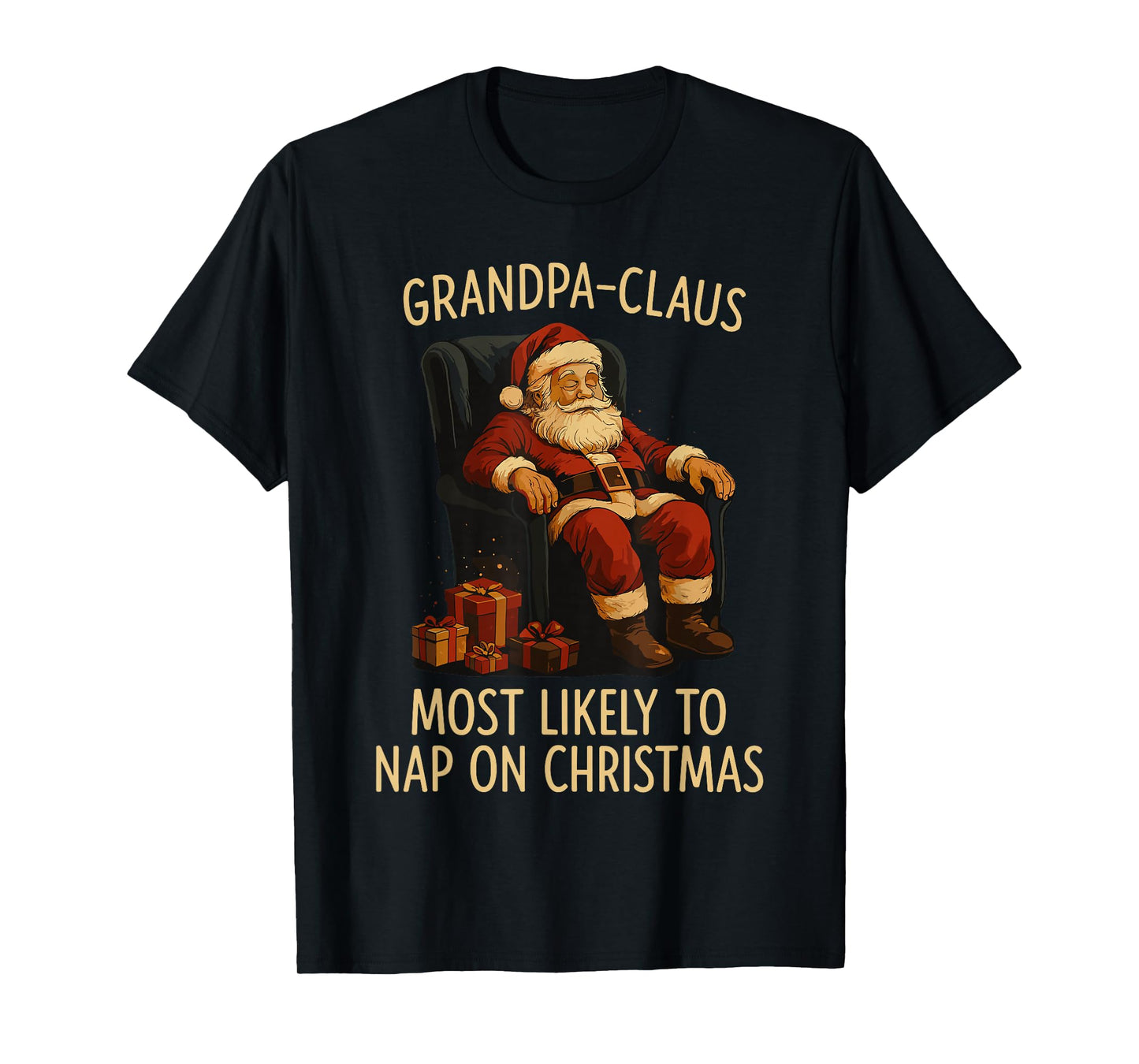 Most Likely to Nap on Christmas Shirt Men Xmas Grandpa Claus T-Shirt