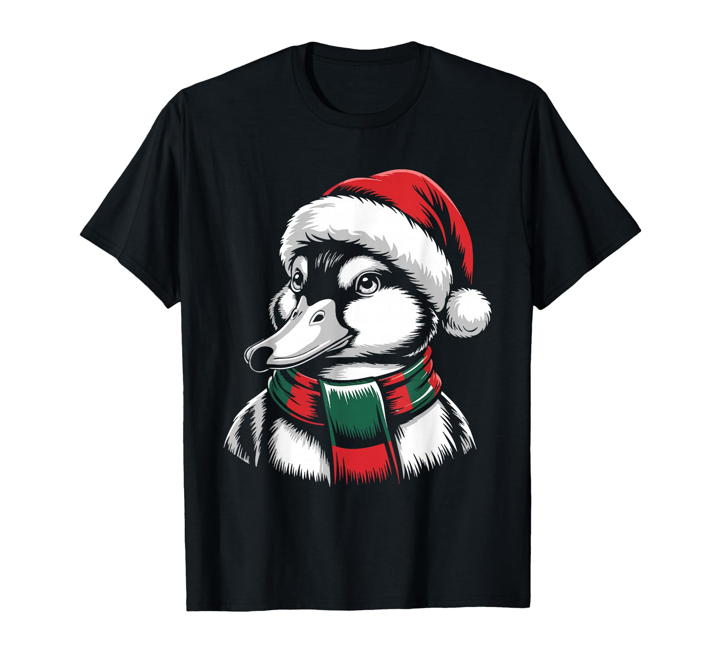 Mallard Bird Xmas Santa Hat Scarf Christmas Costume T-Shirt