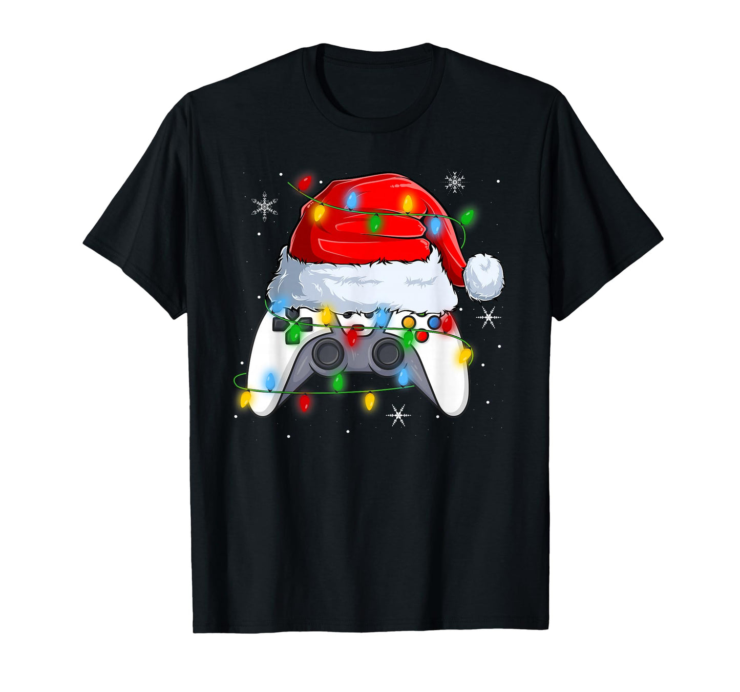 Video Game Controller Christmas Lights Gamer Boys Girls Xmas T-Shirt