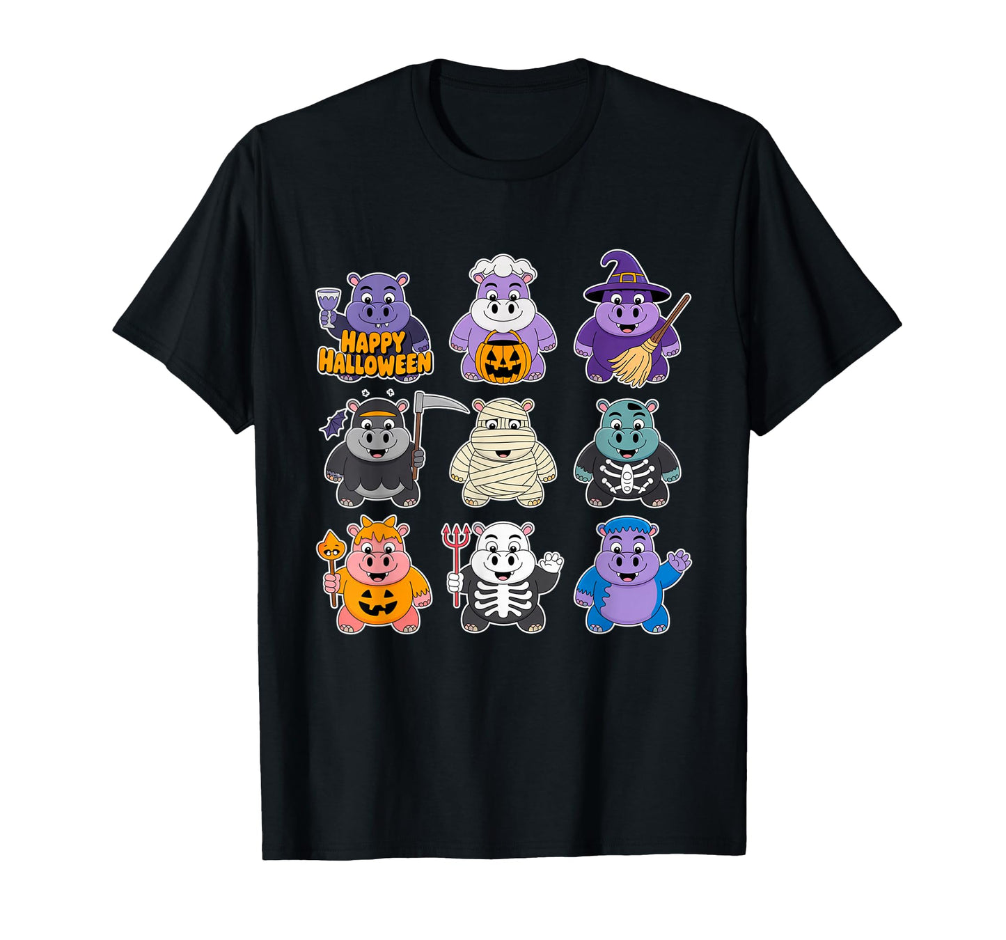 Hippo Ghost Witch Zombie Mummy Halloween Costume T-Shirt