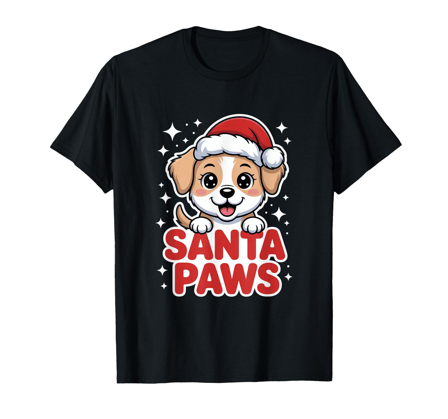 Santa Paws Cute Puppy in Santa Hat Christmas Dog T-Shirt