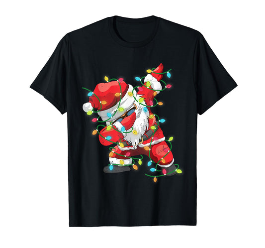 Christmas Dabbing Santa Xmas Lights Girls Boys Teens Kids T-Shirt