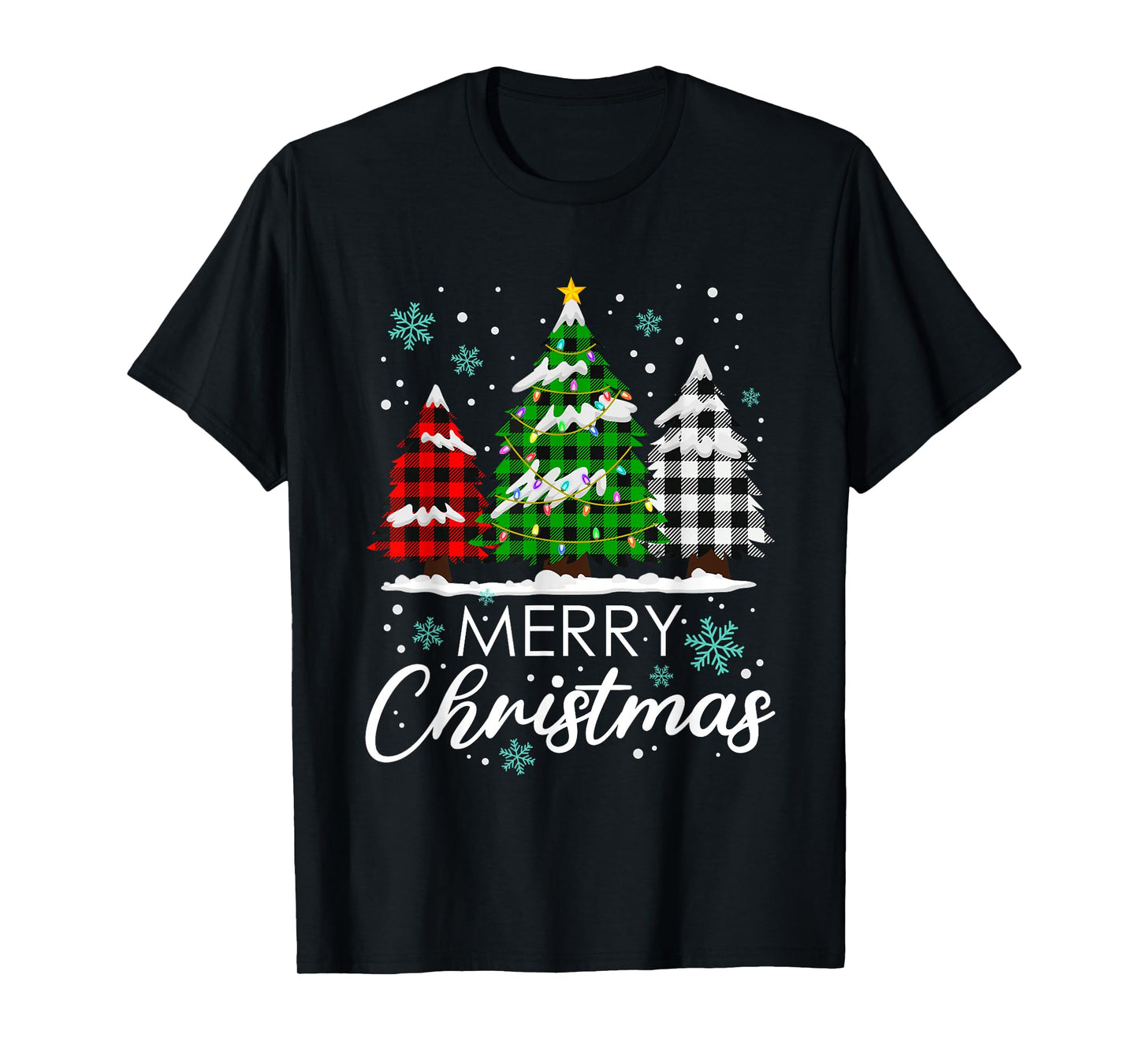 Merry Christmas Holiday Pajamas Xmas Tree Buffalo Plaid T-Shirt