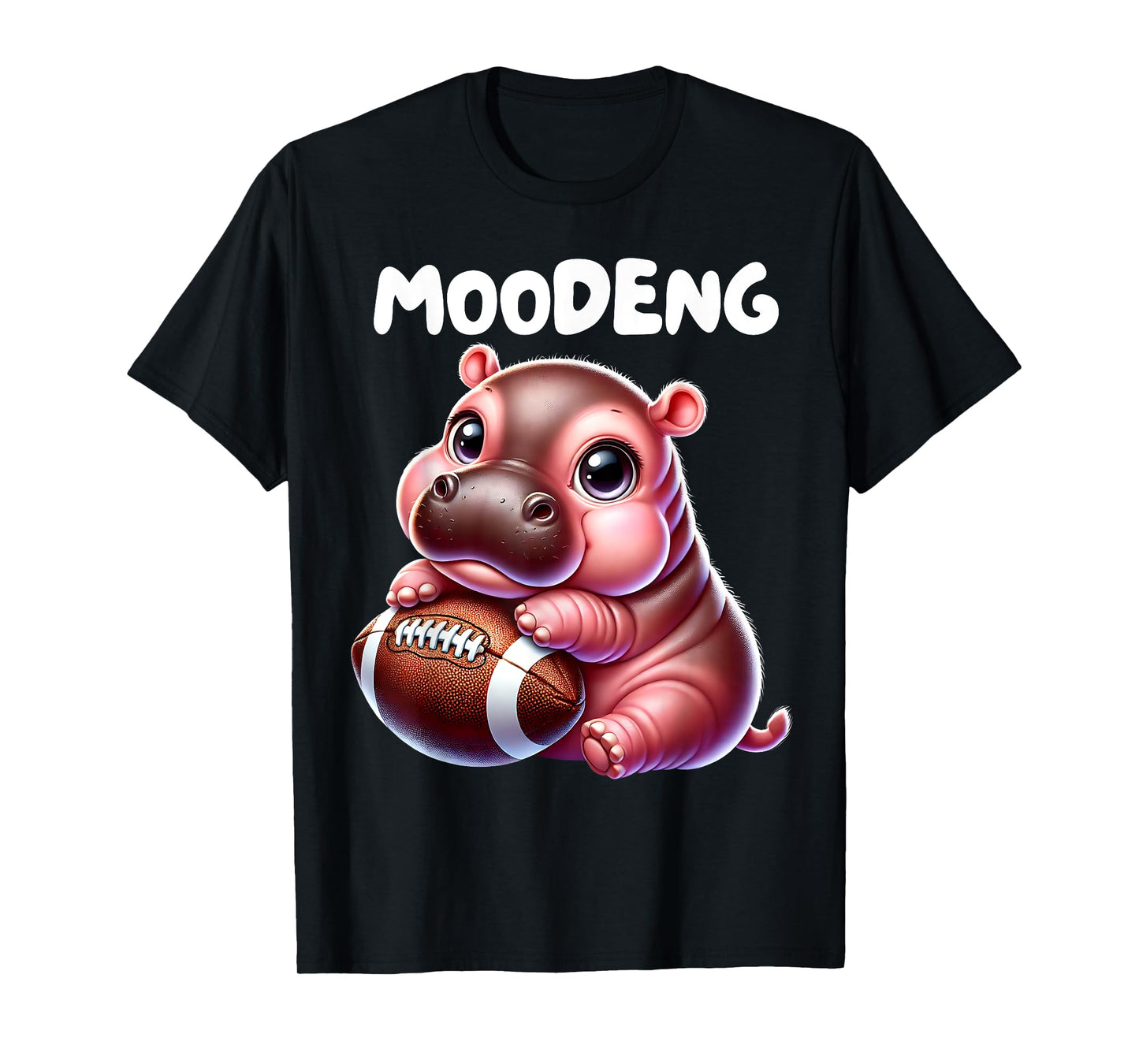 MooDeng American Football Sport Cute Baby Pygmy Hippo Meme T-Shirt