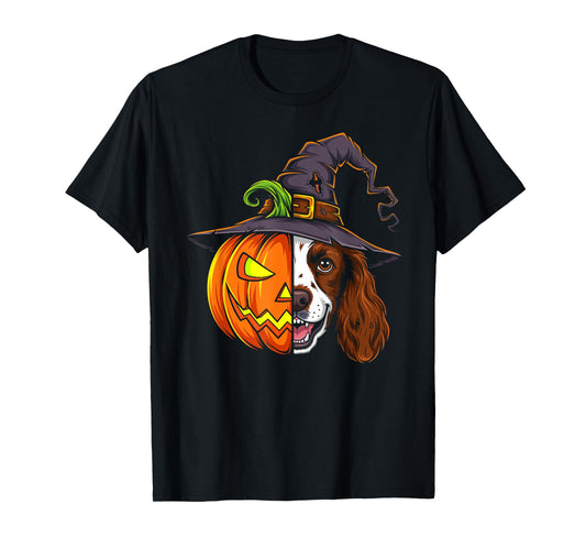 English Springer Spaniel Pumpkin Halloween Kids Mens Womens T-Shirt