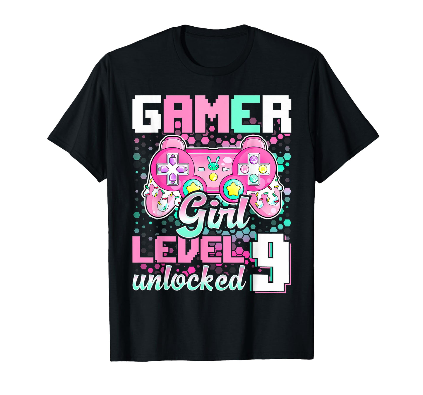 9th Birthday Gift Gamer Girl Level 9 Unlocked Video Game T-Shirt
