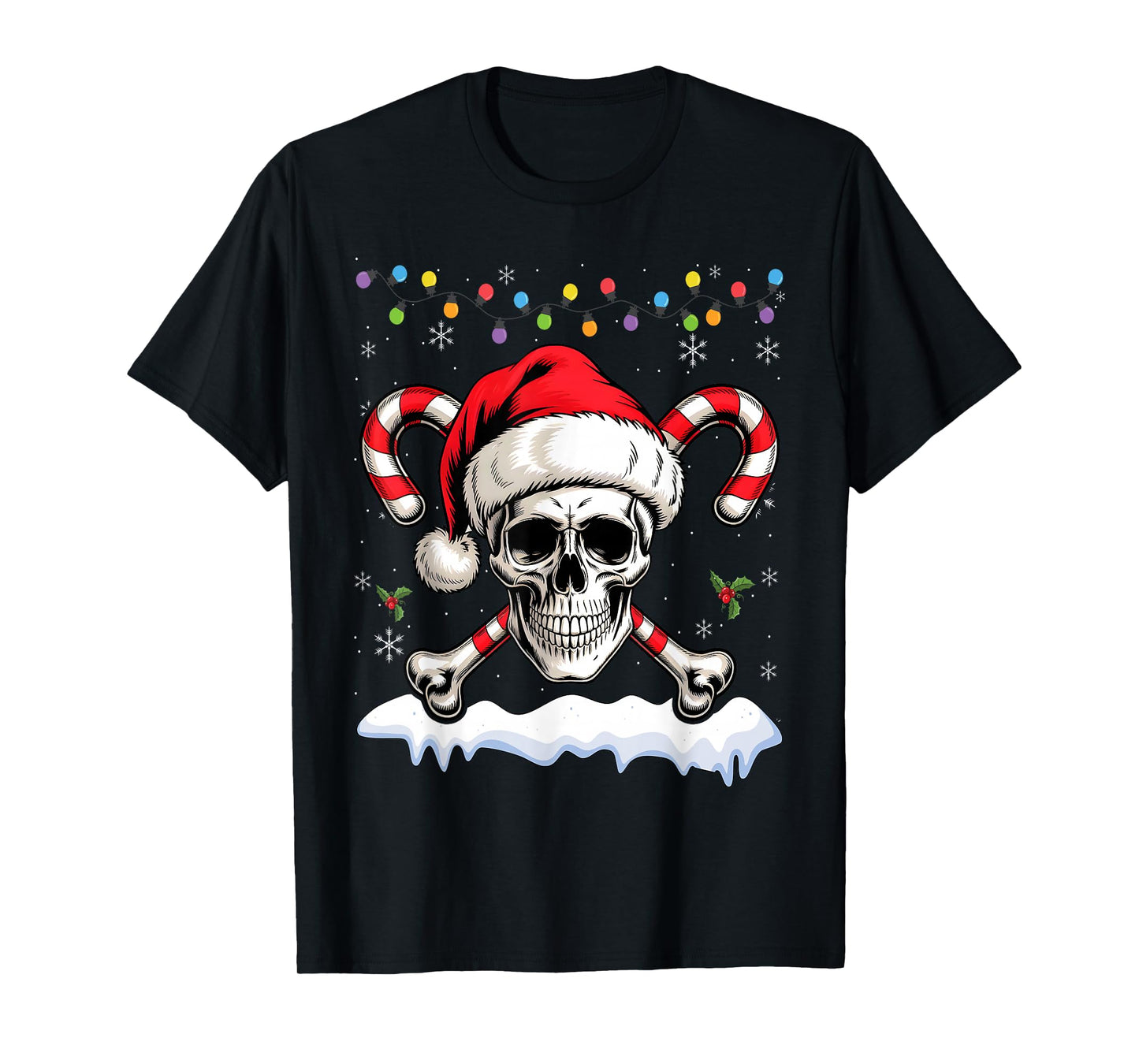Pirate Christmas Jolly Roger Santa Hat T-Shirt