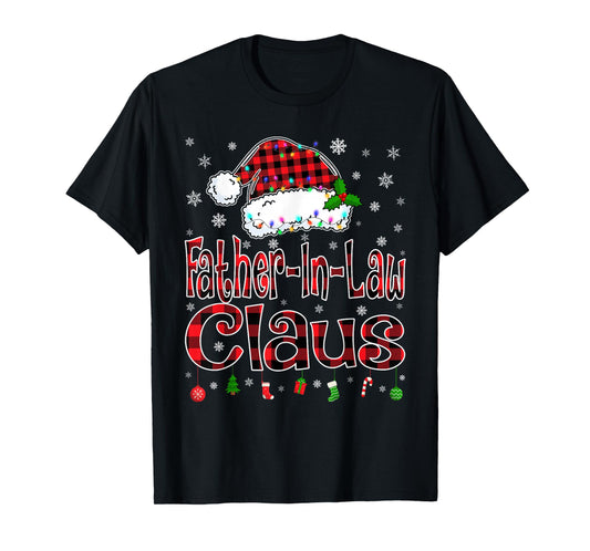 Father-in-Law Claus Christmas Lights Xmas Pajama Family Tees T-Shirt