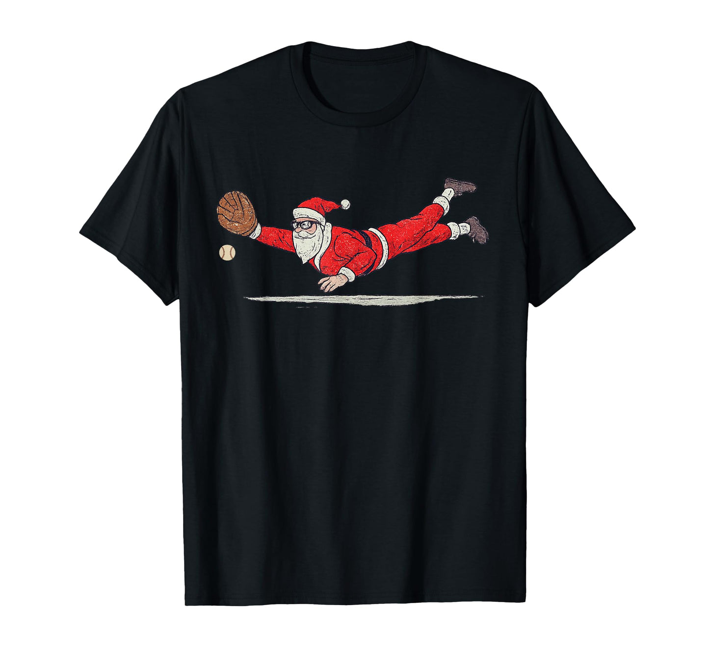 Santa Claus Playing Baseball Xmas Holiday Funny Christmas T-Shirt