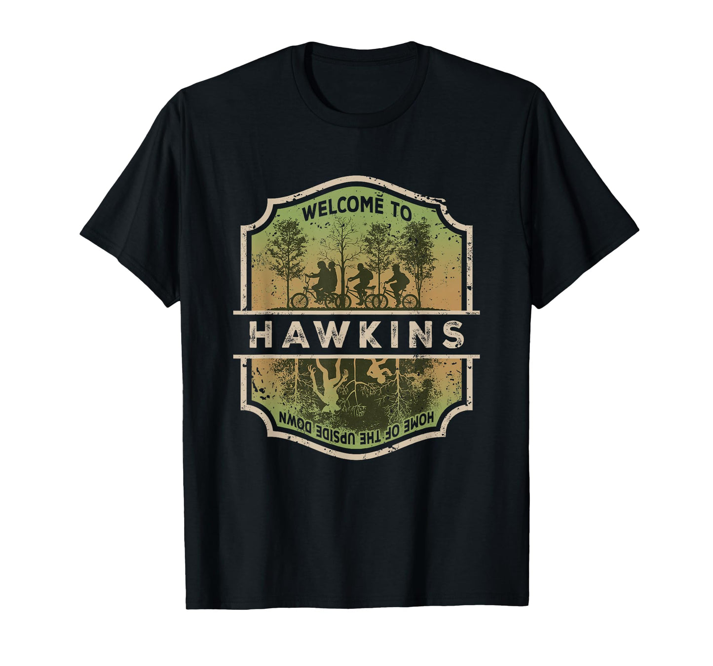 Stranger Things Welcome To Hawkins Upside Down Badge T-Shirt