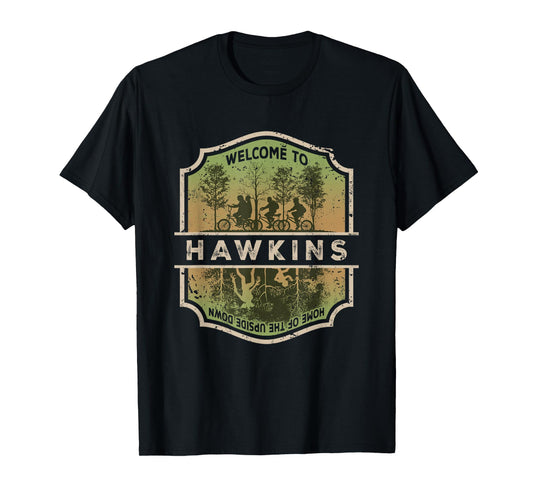 Stranger Things Welcome To Hawkins Upside Down Badge T-Shirt