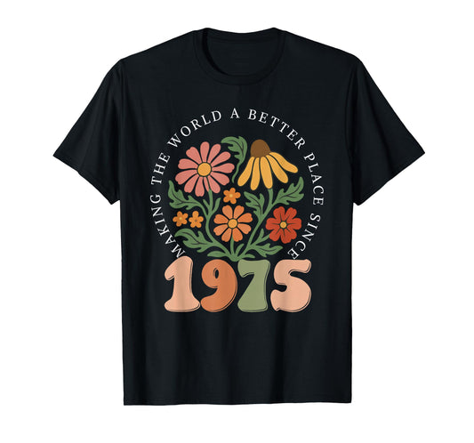 50 Years Old Vintage 1975 50th Birthday Tee Wildflower Women T-Shirt