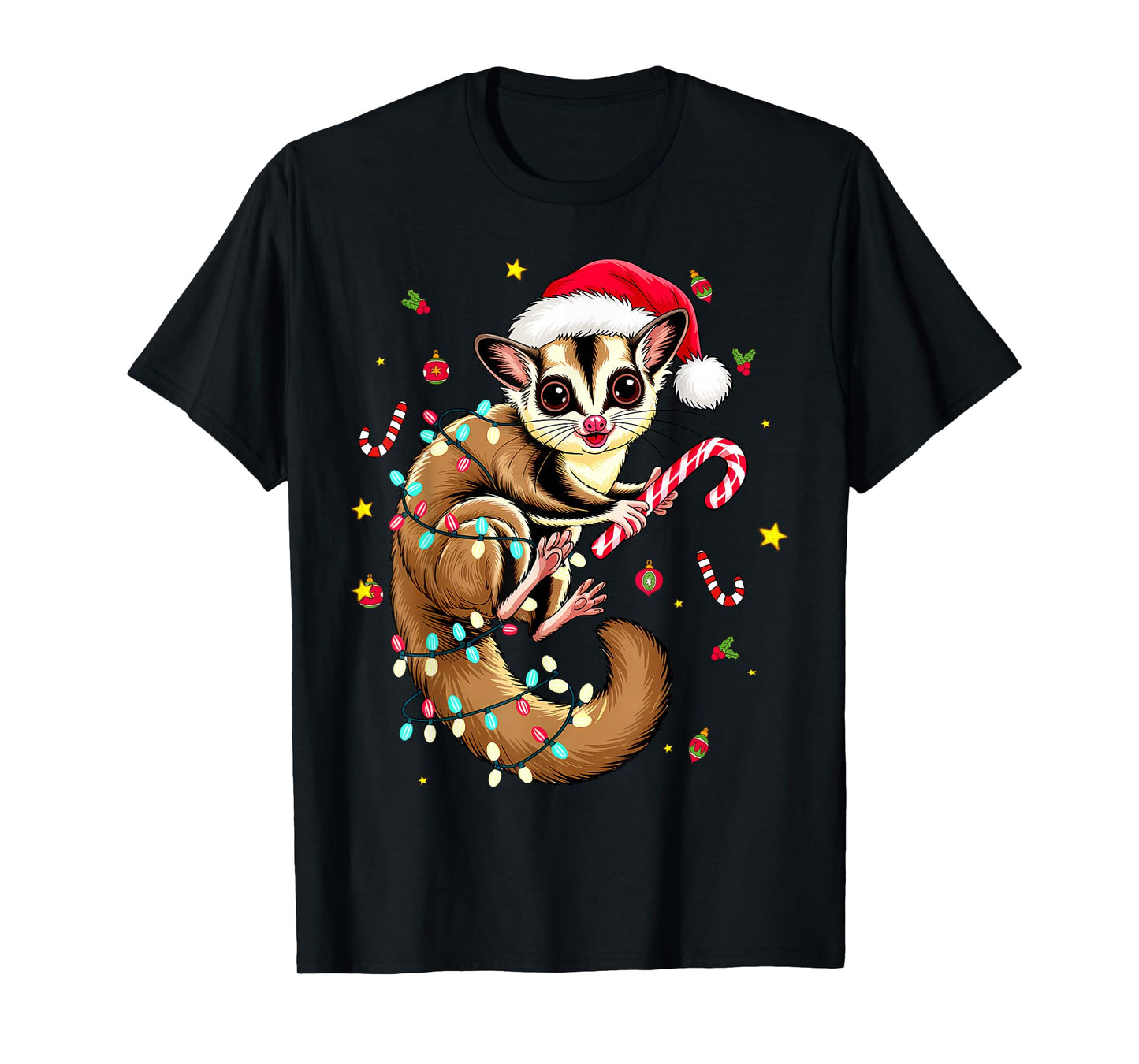 Christmas Sugar Glider Santa Hat Squirrel Gliding Animal T-Shirt