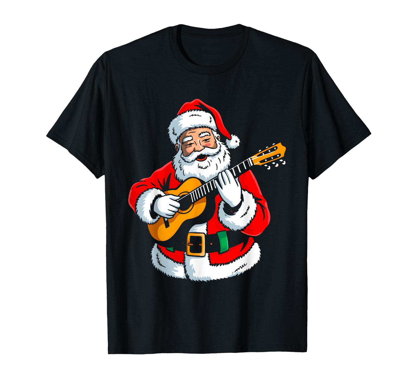 Santa Playing Guitar Classic Xmas Vibes Funny Christmas Pjs T-Shirt