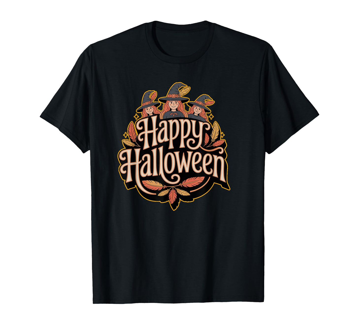 Folk Art Witches Happy Halloween T-Shirt