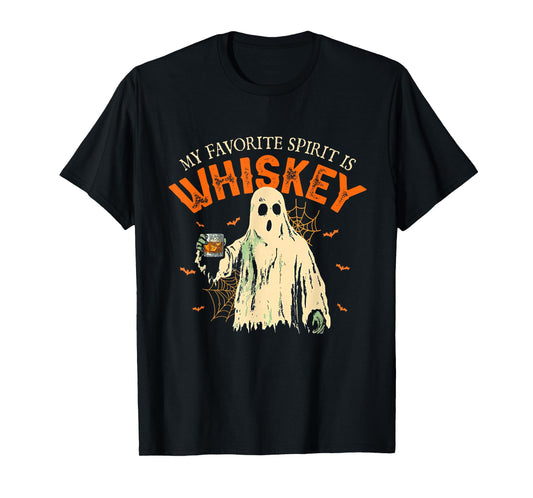 My Favorite Spirit Is Whiskey Funny Ghost Halloween Costume T-Shirt