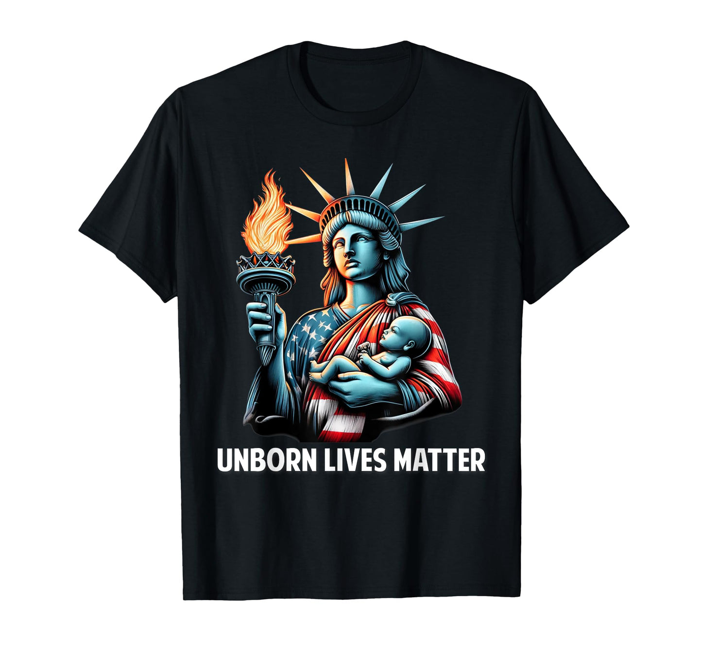 Patriotic American Unborn Lives Matter Pro-Life Catholic T-Shirt for Women Men