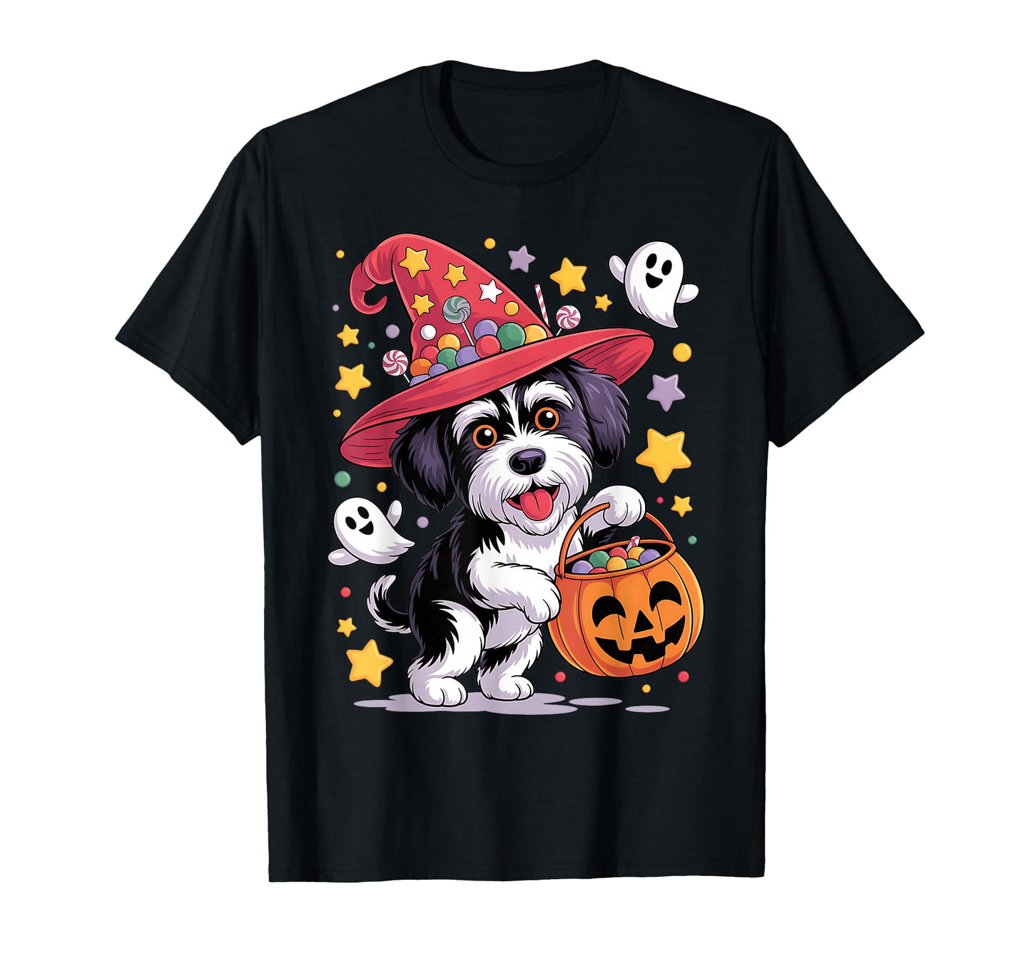 Portuguese Water Dog Pumpkin Ghost Candy Witch Halloween T-Shirt