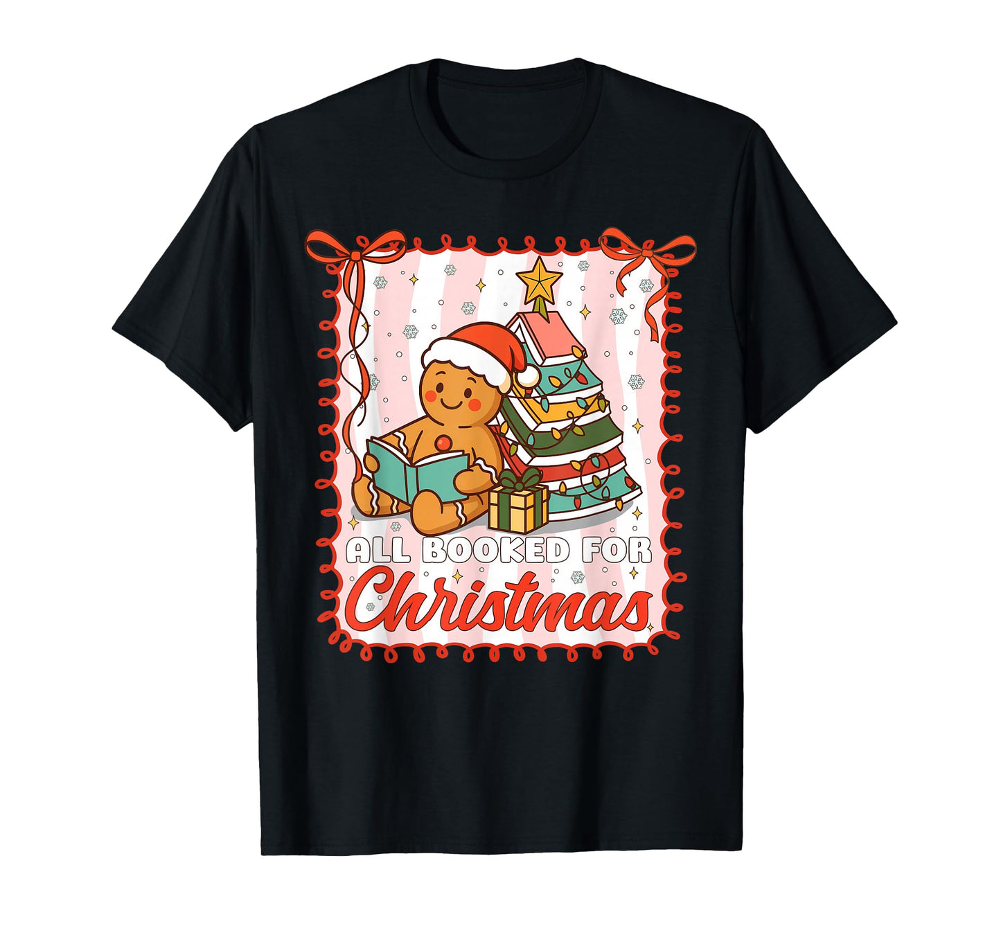 All Booked for Christmas Gingerbread Christmas Tree Book Kid T-Shirt