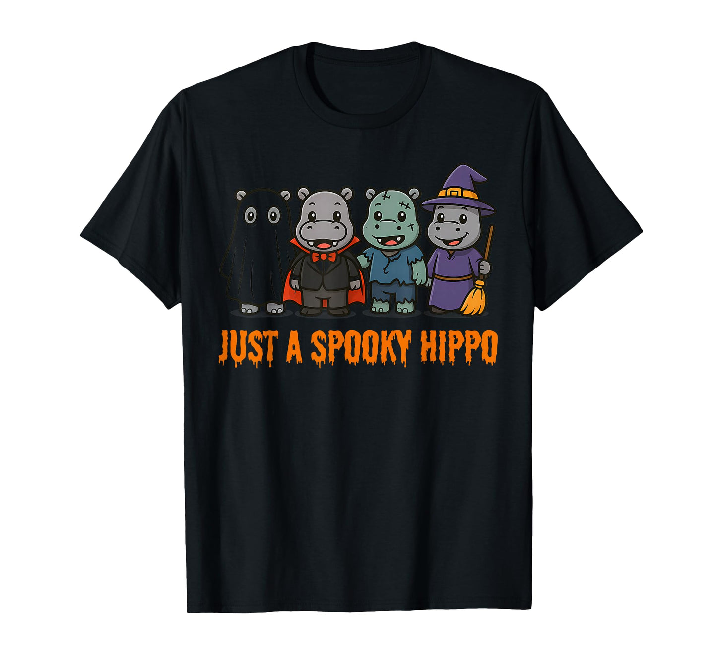 Just a Spooky Hippo Ghost Halloween Costume Girls Boys T-Shirt