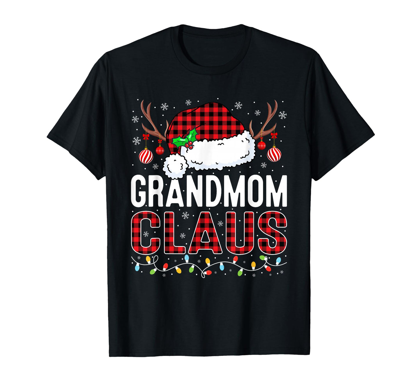 Christmas Lights Grandmom Claus Family Matching Xmas Pajama T-Shirt