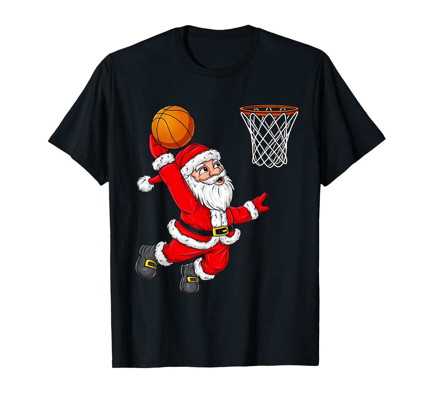 Christmas Santa Claus Dunking A Basketball Funny Xmas T-Shirt