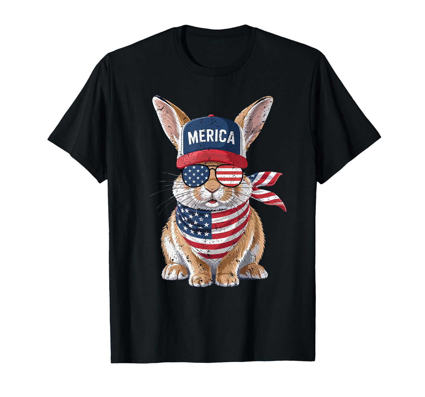 Rabbit 4th of July US American Flag Patriotic Bunny T-Shirt