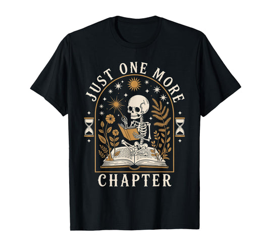 Just One More Chapter Vintage Skeleton Reading Book Reader T-Shirt