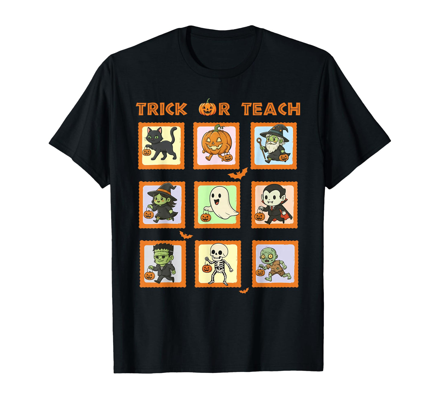 Halloween Teacher Stamps Cute Costumes Trick Or Teach Kids T-Shirt