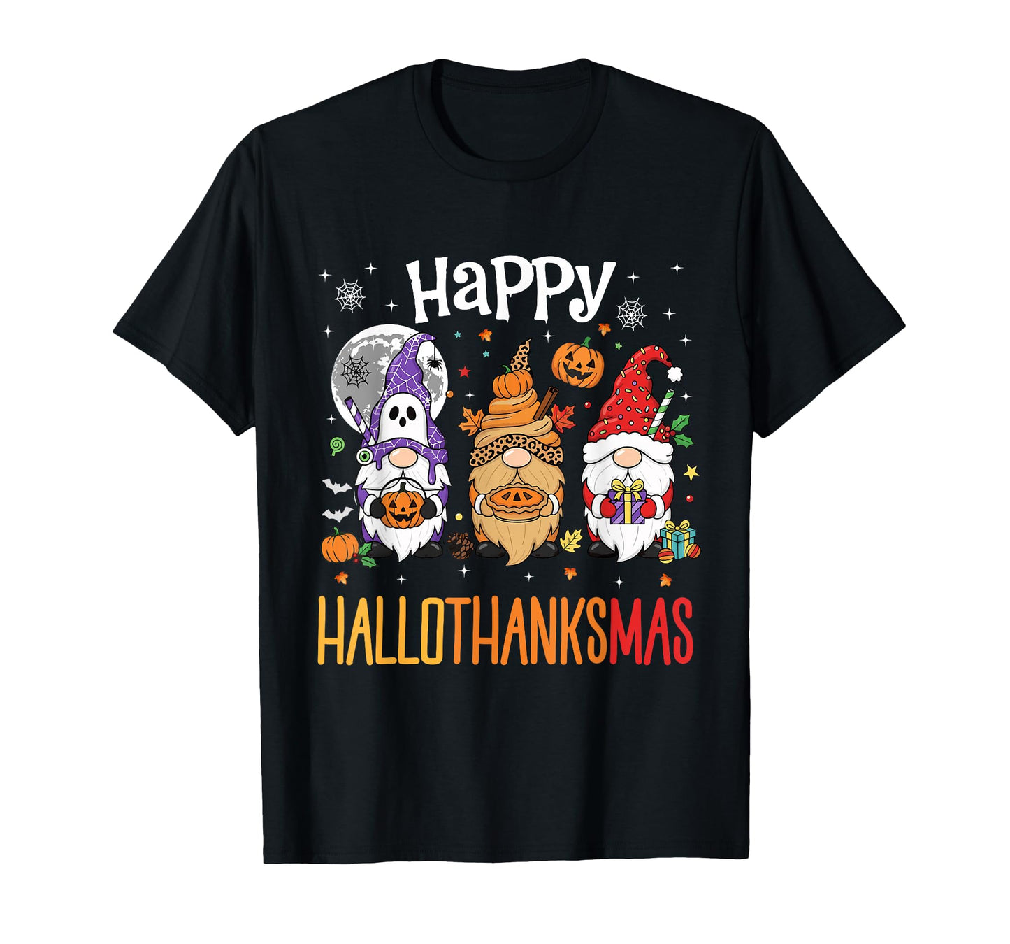 Happy Hallothanksmas Halloween Thanksgiving Christmas T-Shirt