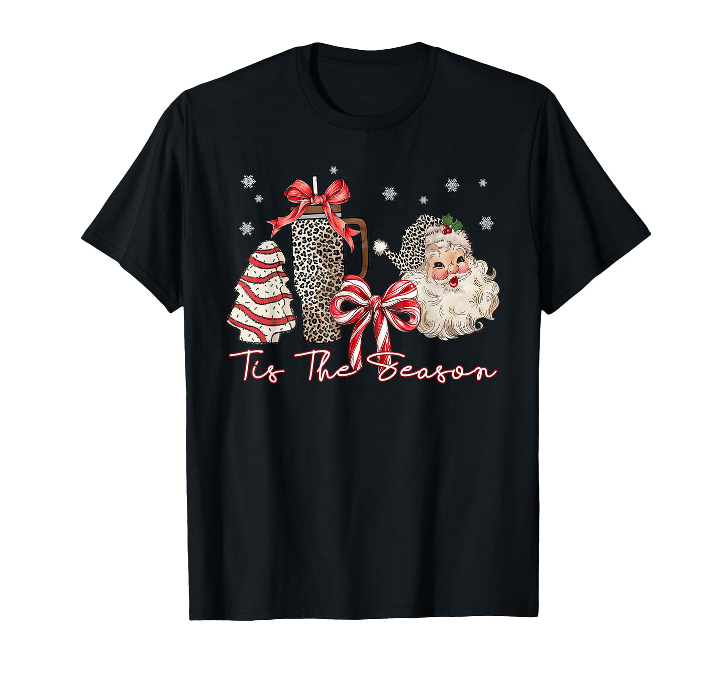 Tis The Season Santa Christmas Coquette Bow Retro Holiday T-Shirt