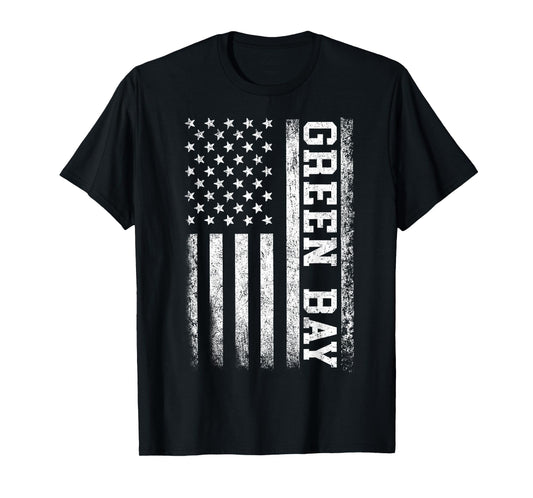 Green Bay US Flag Men Women Vintage T-Shirt