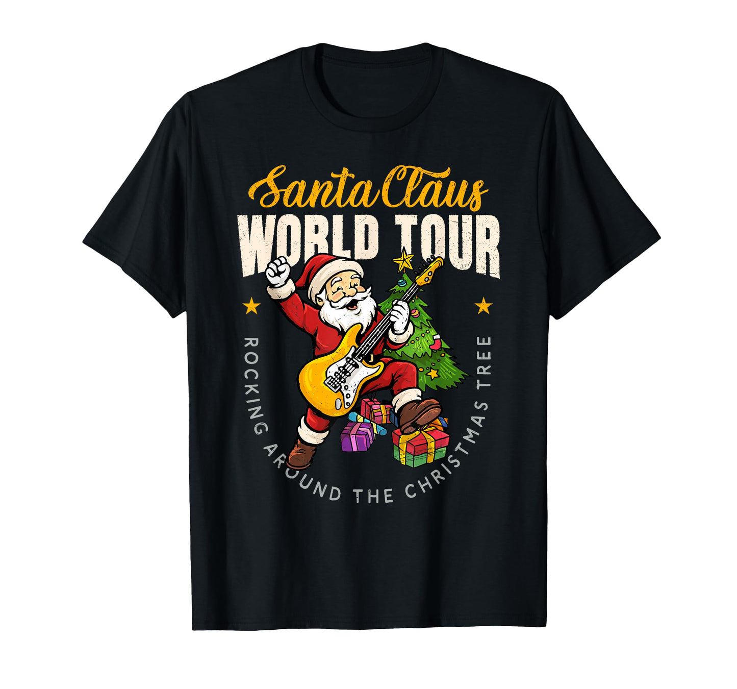 Santa Claus World Tour Rocking Around The Christmas Tree T-Shirt