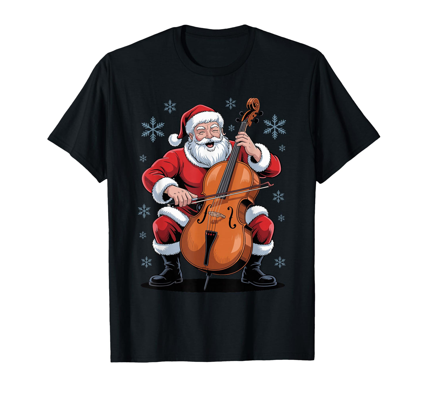 Santa Playing Cello Funny Holiday Chrismas Xmas Pajama T-Shirt