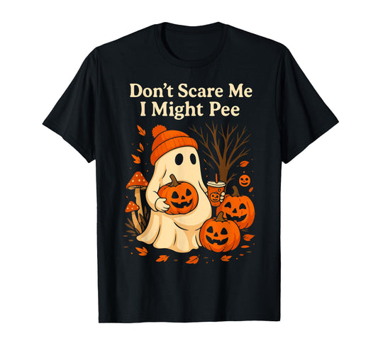 Don't Scare Me I Might Pee Halloween Pregnancy Pumpkin Humor T-Shirt