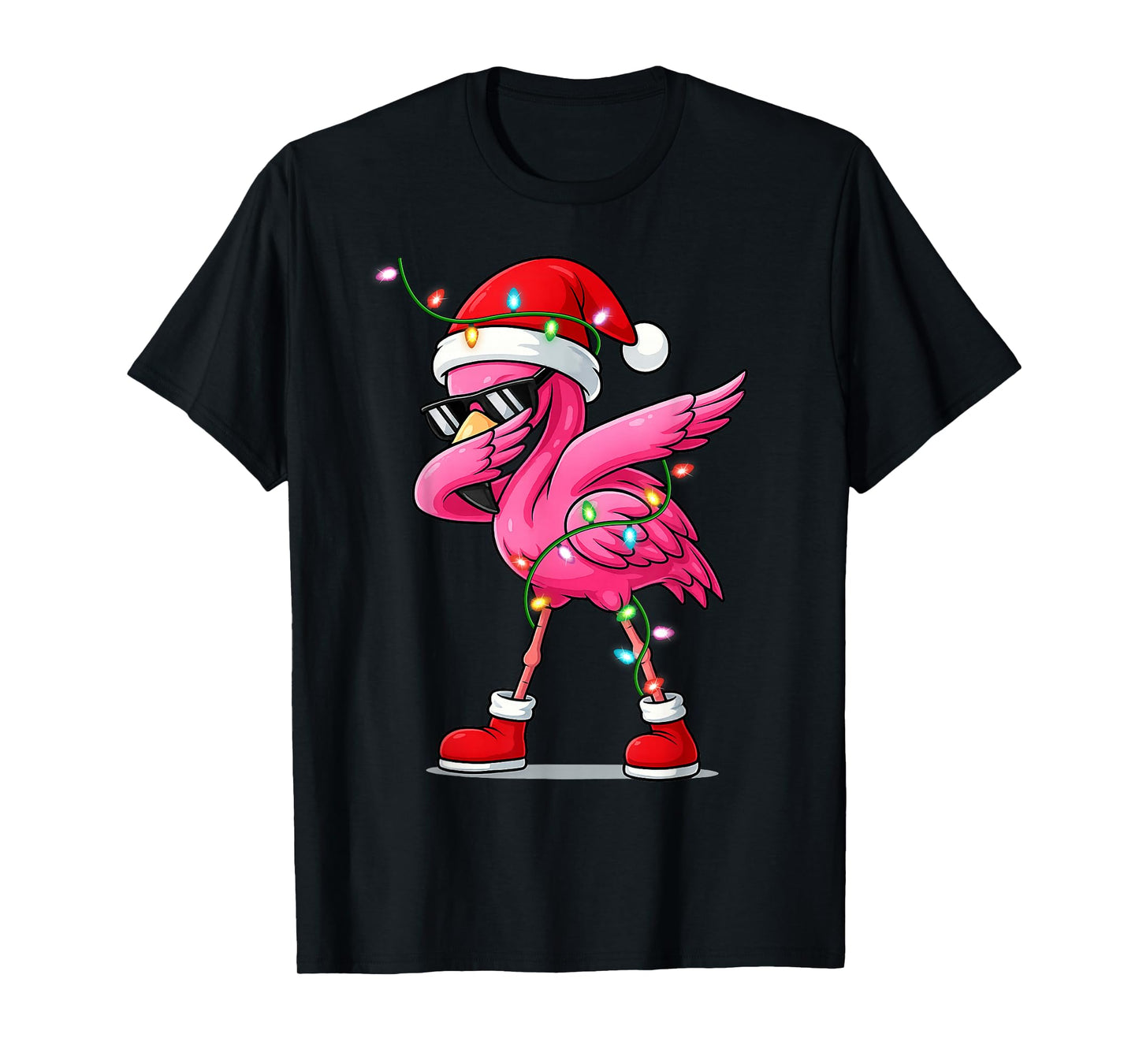 Dabbing Flamingo Squad Christmas Tee Santa Claus Xmas Gifts T-Shirt