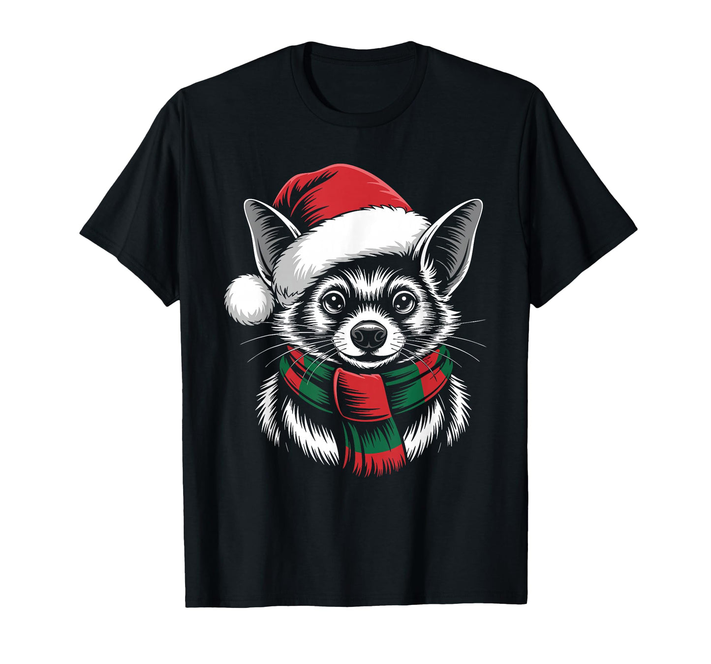 Bat Xmas Santa Hat Scarf Christmas Costume T-Shirt
