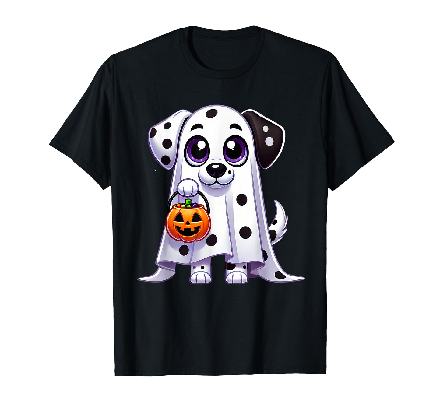 Dalmatian Ghost Halloween Dog Men Women Kids T-Shirt