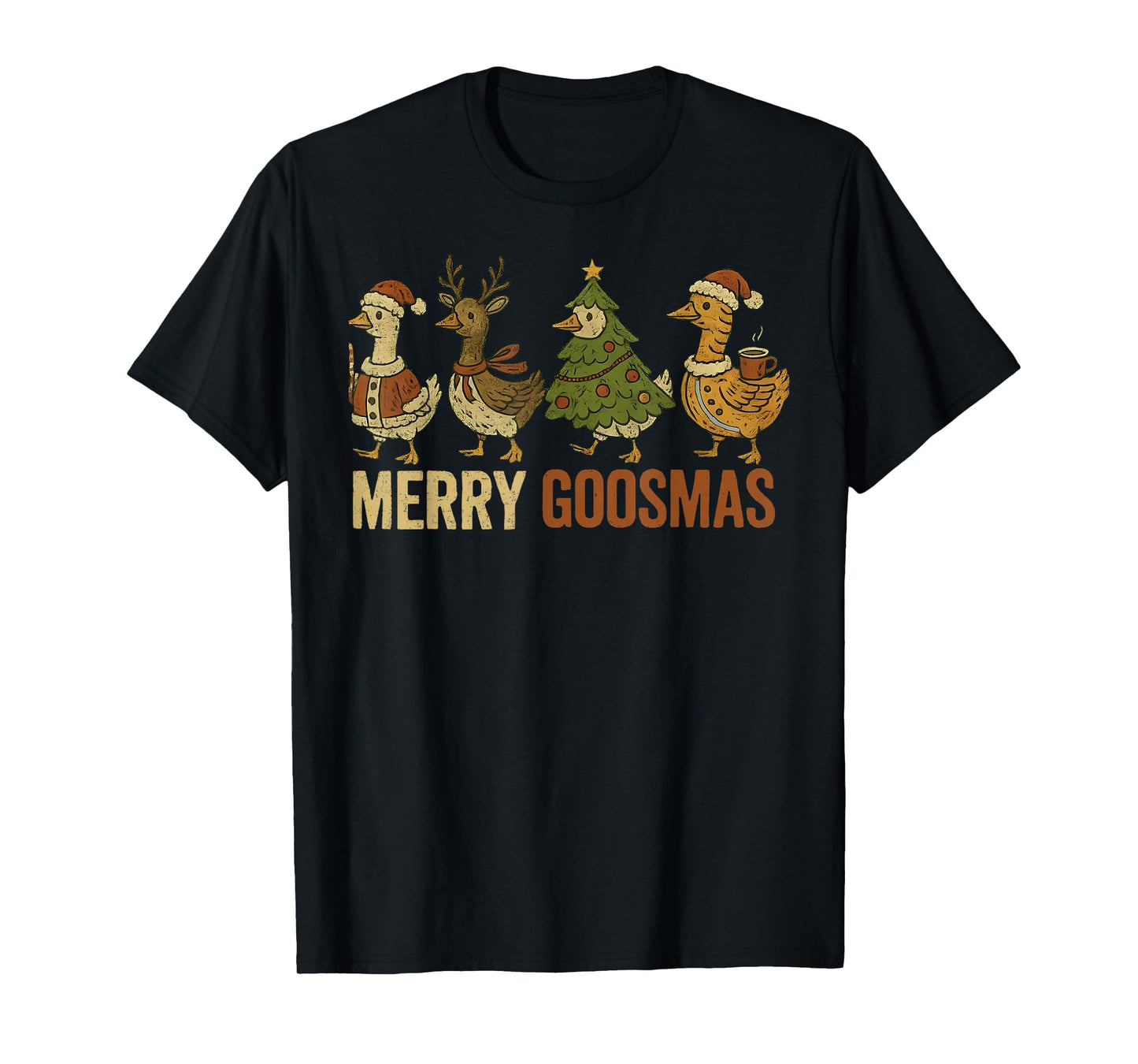 Merry Goosmas Duck Christmas Santa Reindeer Xmas Matching T-Shirt