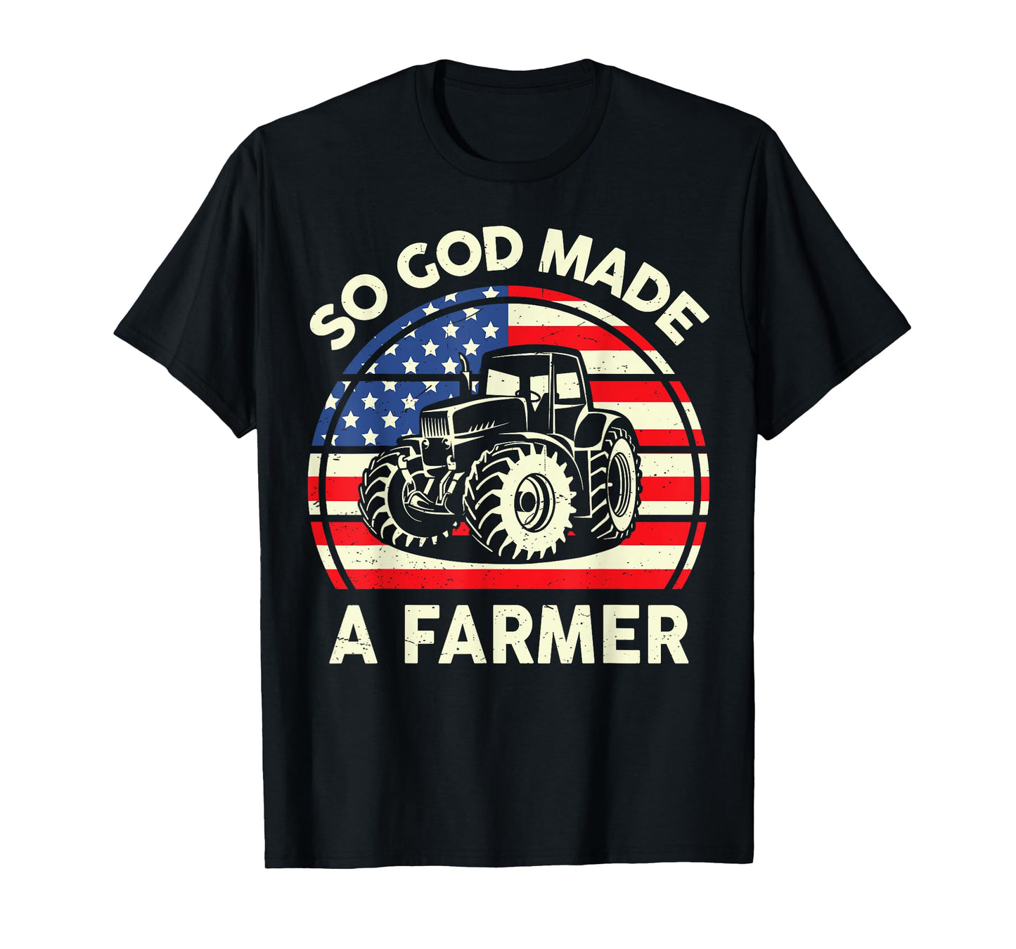 Christian So God Made Farmer-Shirt Men Tractor American Flag T-Shirt
