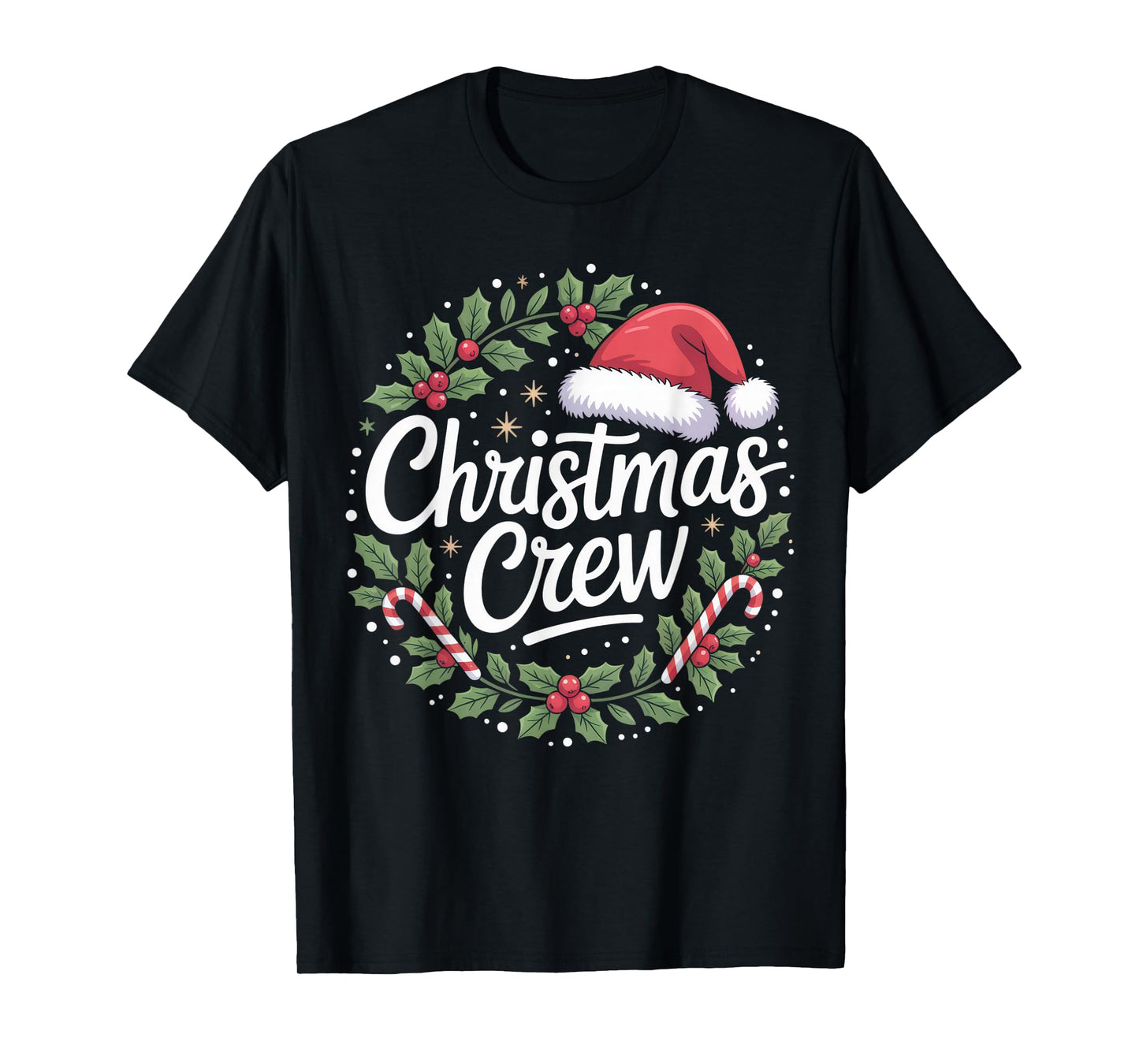 Christmas Crew Family Holiday Cheer Santa Hat Festive Design T-Shirt