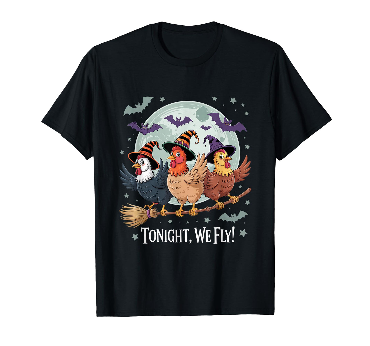 Tonight We Fly Funny Chicken Witches Spooky Farm Halloween T-Shirt