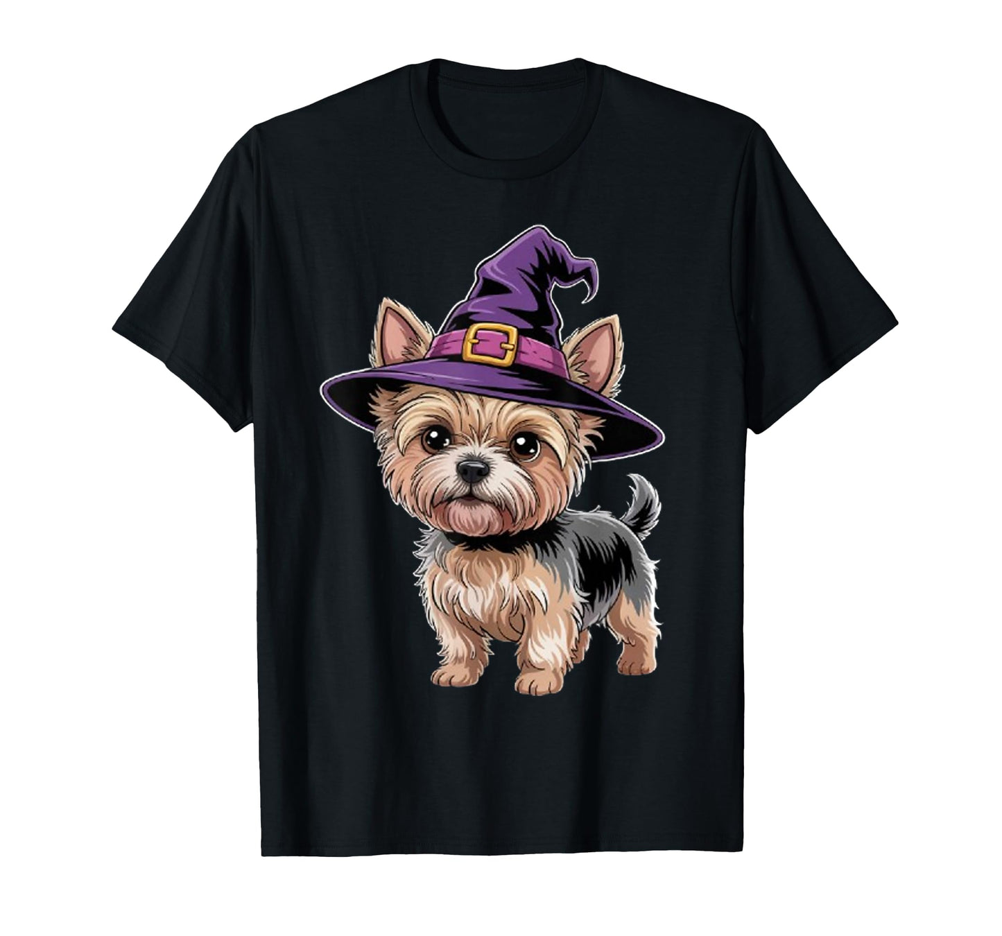 Spooky Yorkie Mom Halloween Party Costume Witch Hat Yorkie T-Shirt