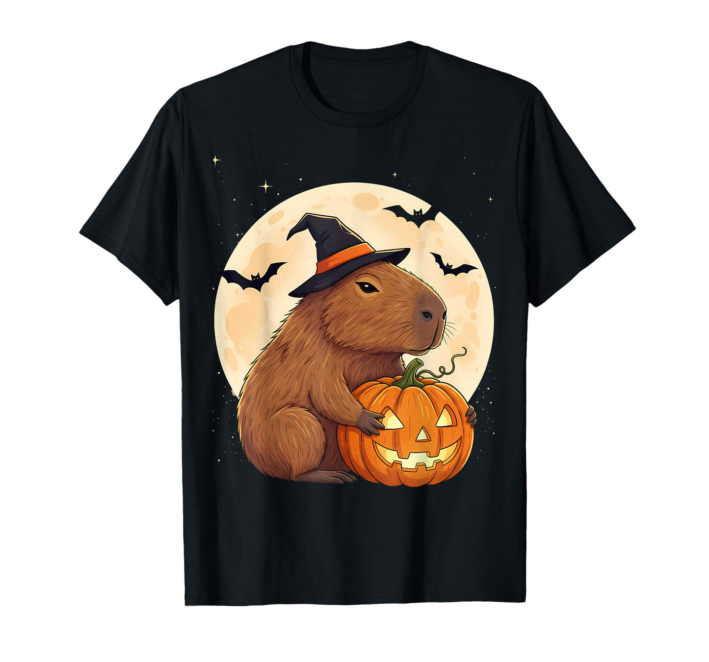 Halloween Capybara Witch Hat Pumpkin Spooky T-Shirt