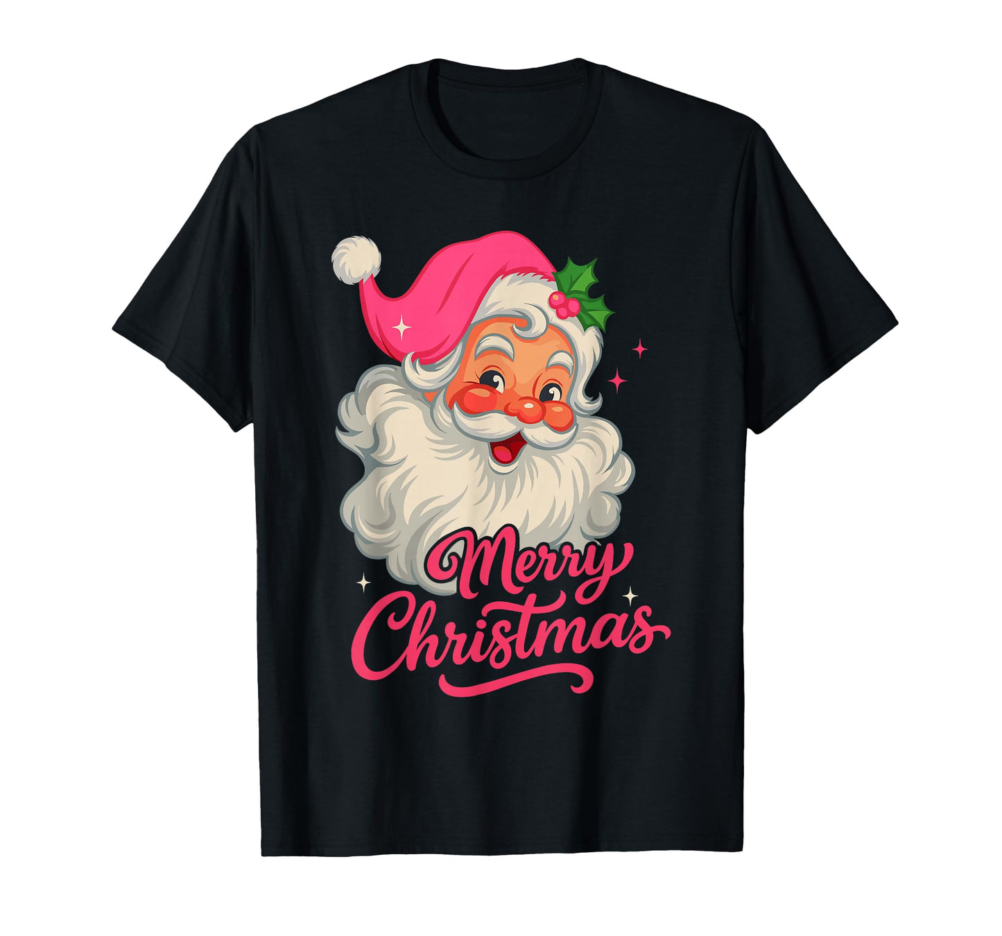 Funny Shirt for Men Christmas, Vintage Pink Santa T-Shirt