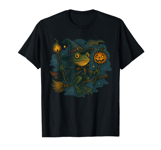 Cute Witch Frog Halloween Funny Spooky Costume T-Shirt