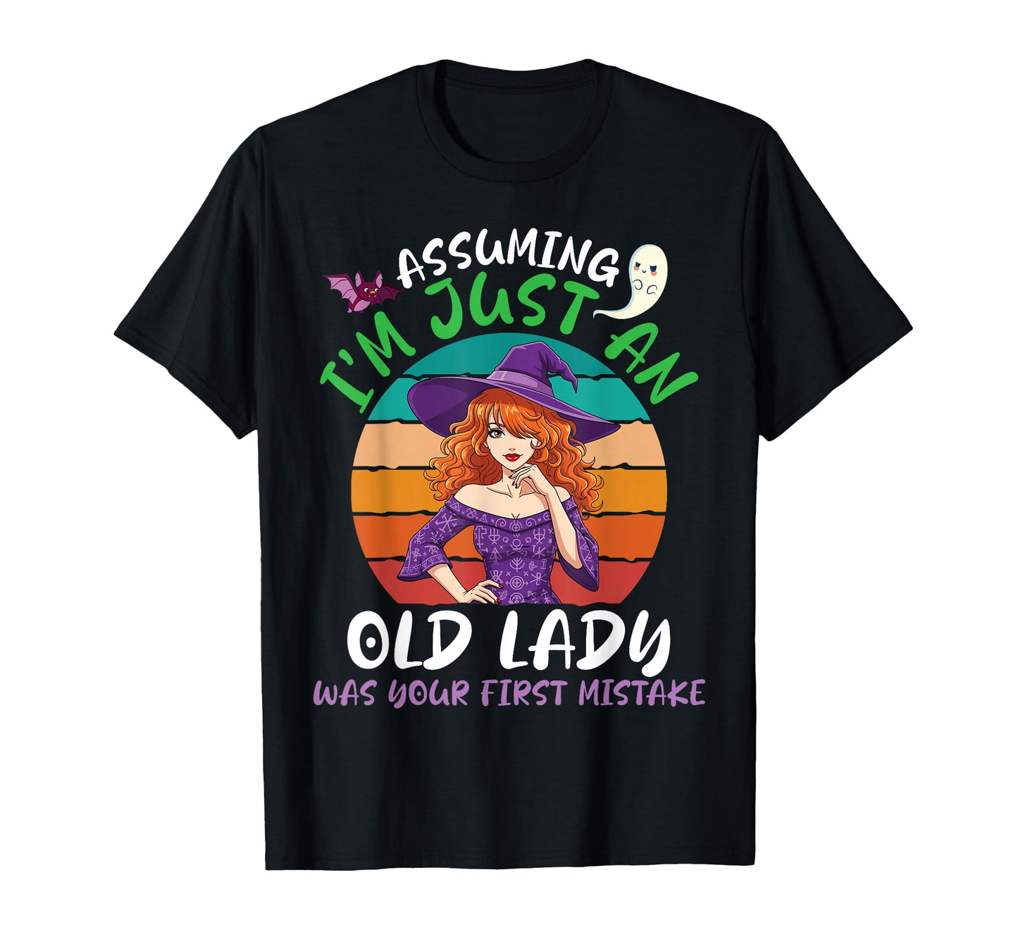 Assuming I'm Just an Old Lady Witch Halloween Vintage Funny T-Shirt